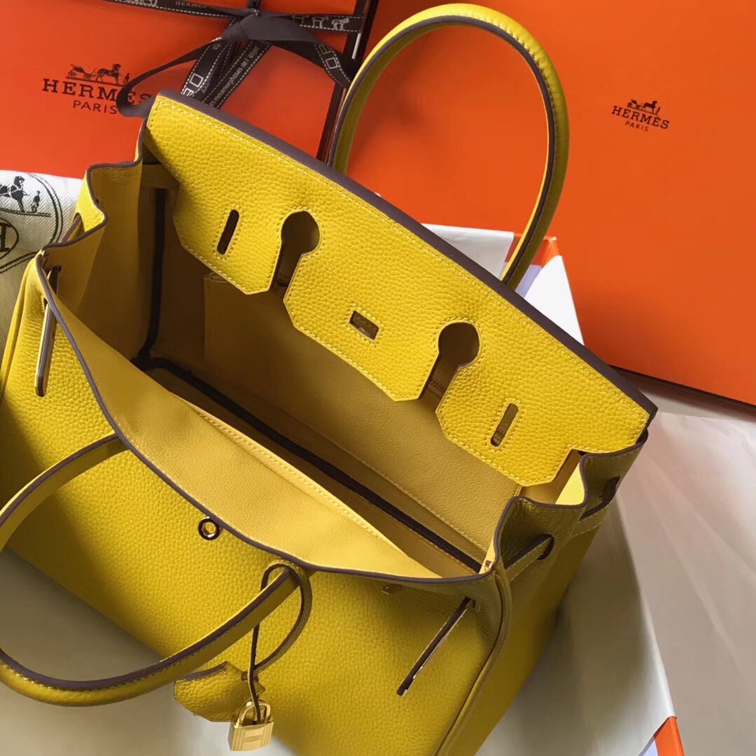 H**mes birkin 30cm bag in yellow clemence leather