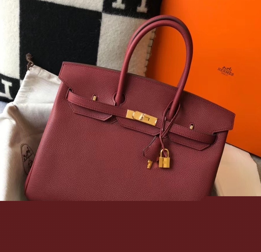 H**mes birkin 35cm bag in bordeaux clemence leather