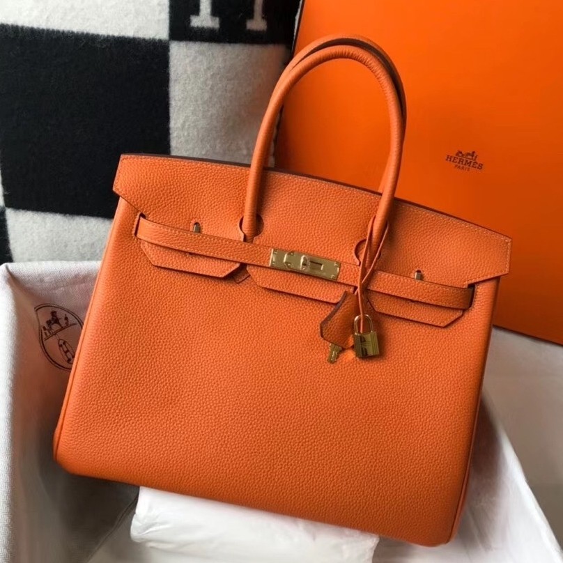 H**mes orange clemence birkin 35cm bag