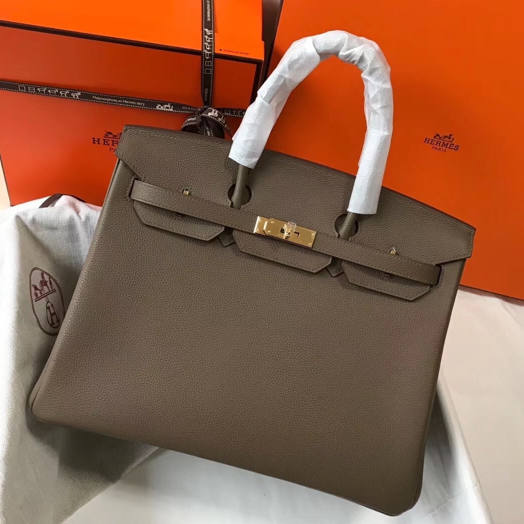 H**mes birkin 35cm bag in taupe clemence leather