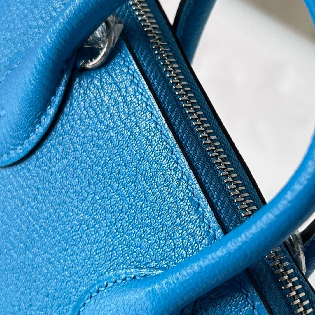 H**mes bolide 1923 mini handmade bag in blue frida chevre mysore leather
