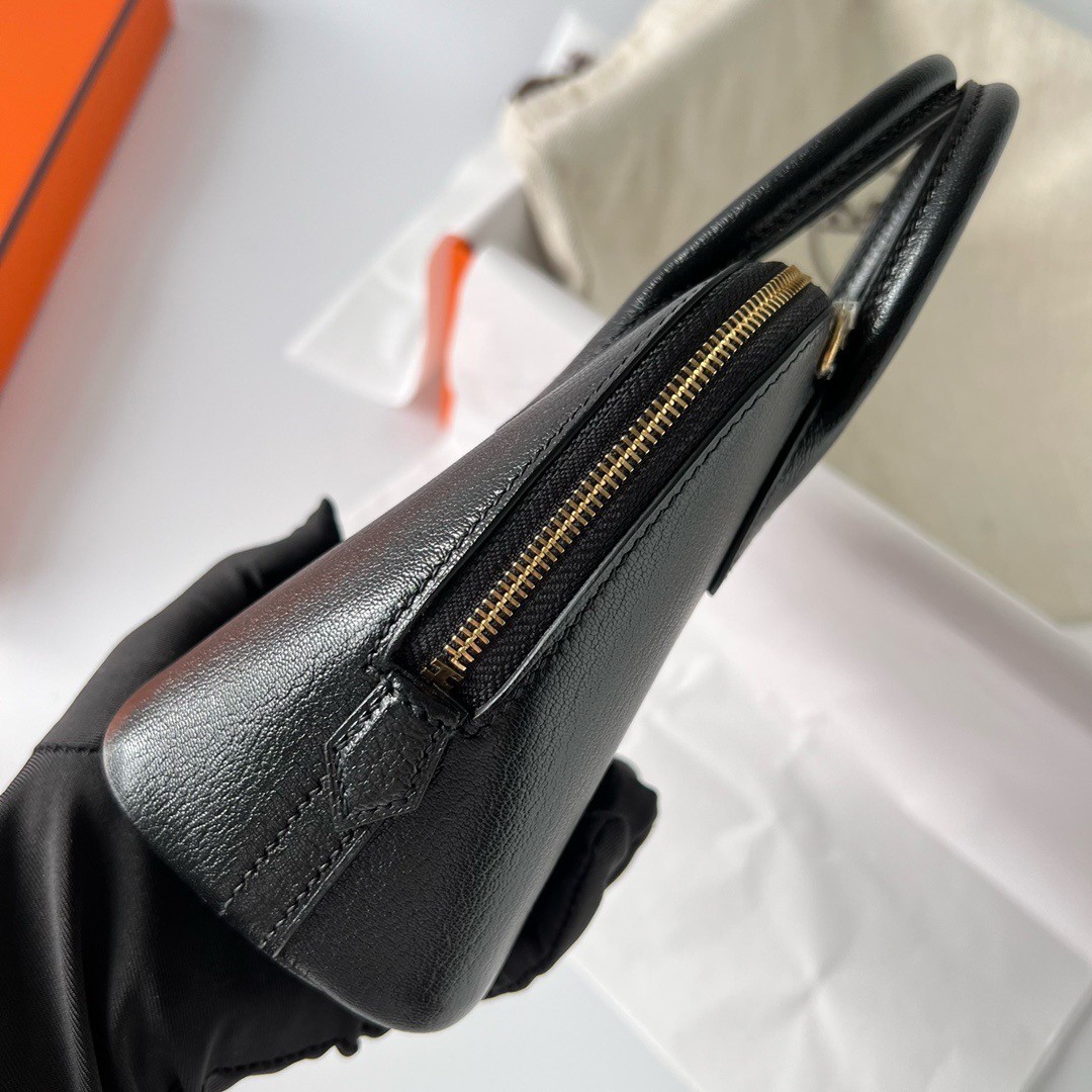 H**mes bolide 1923 mini handmade bag in black chevre mysore leather