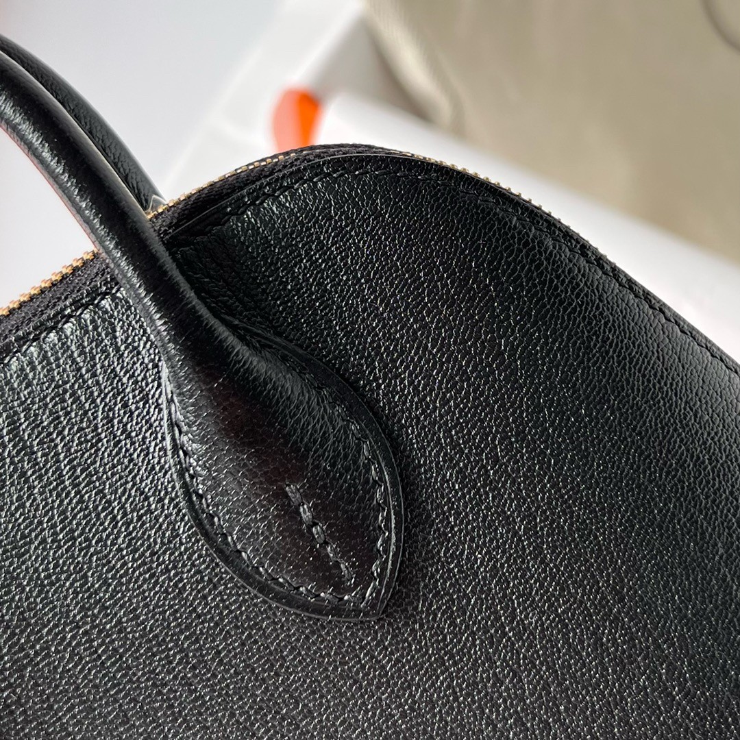 H**mes bolide 1923 mini handmade bag in black chevre mysore leather