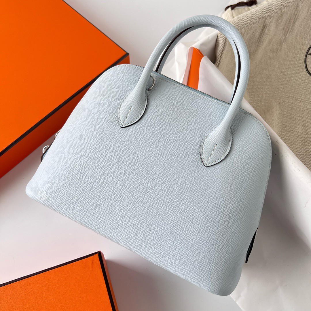 H**mes bolide 1923 25 handmade bag in blue brume epsom calfskin