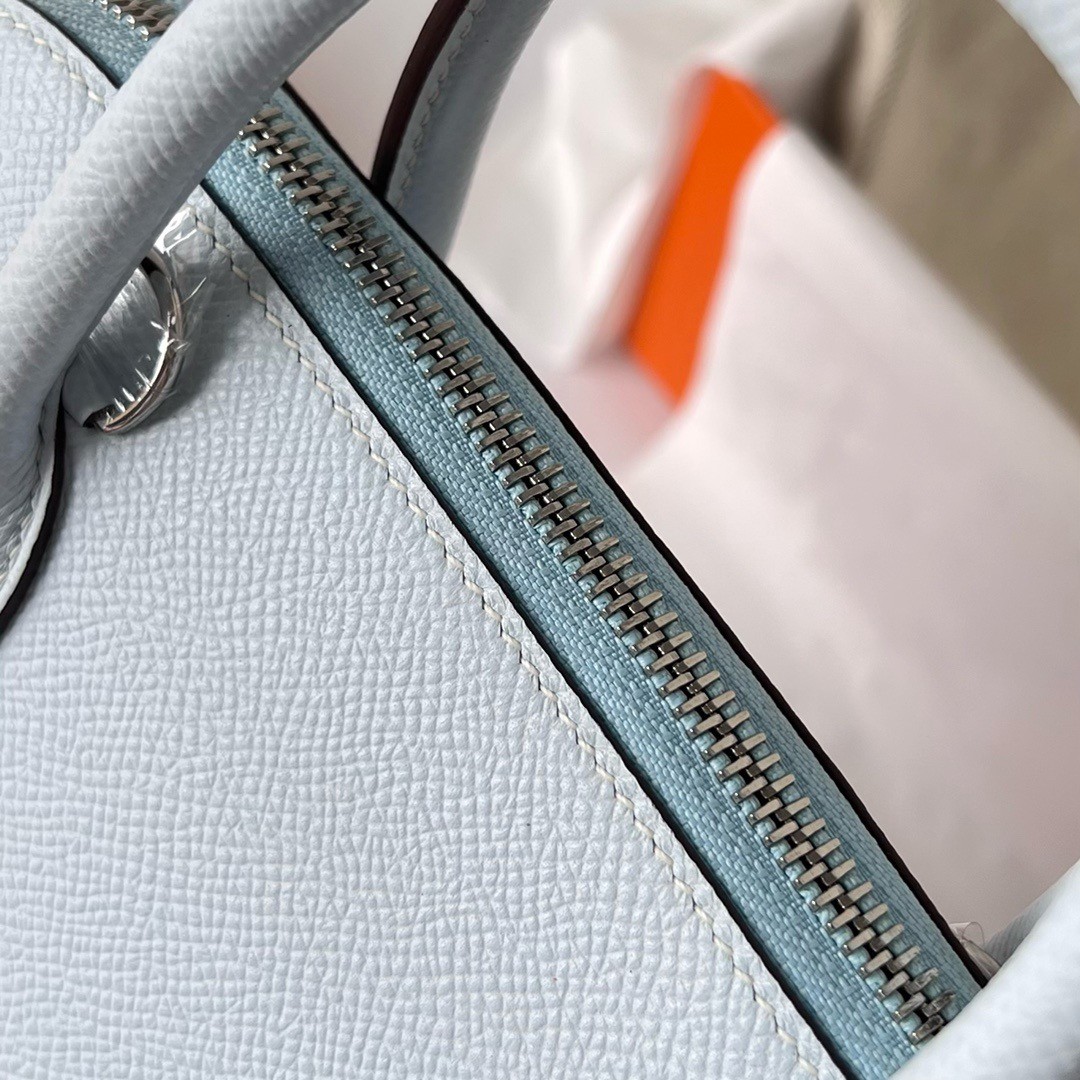 H**mes bolide 1923 25 handmade bag in blue brume epsom calfskin