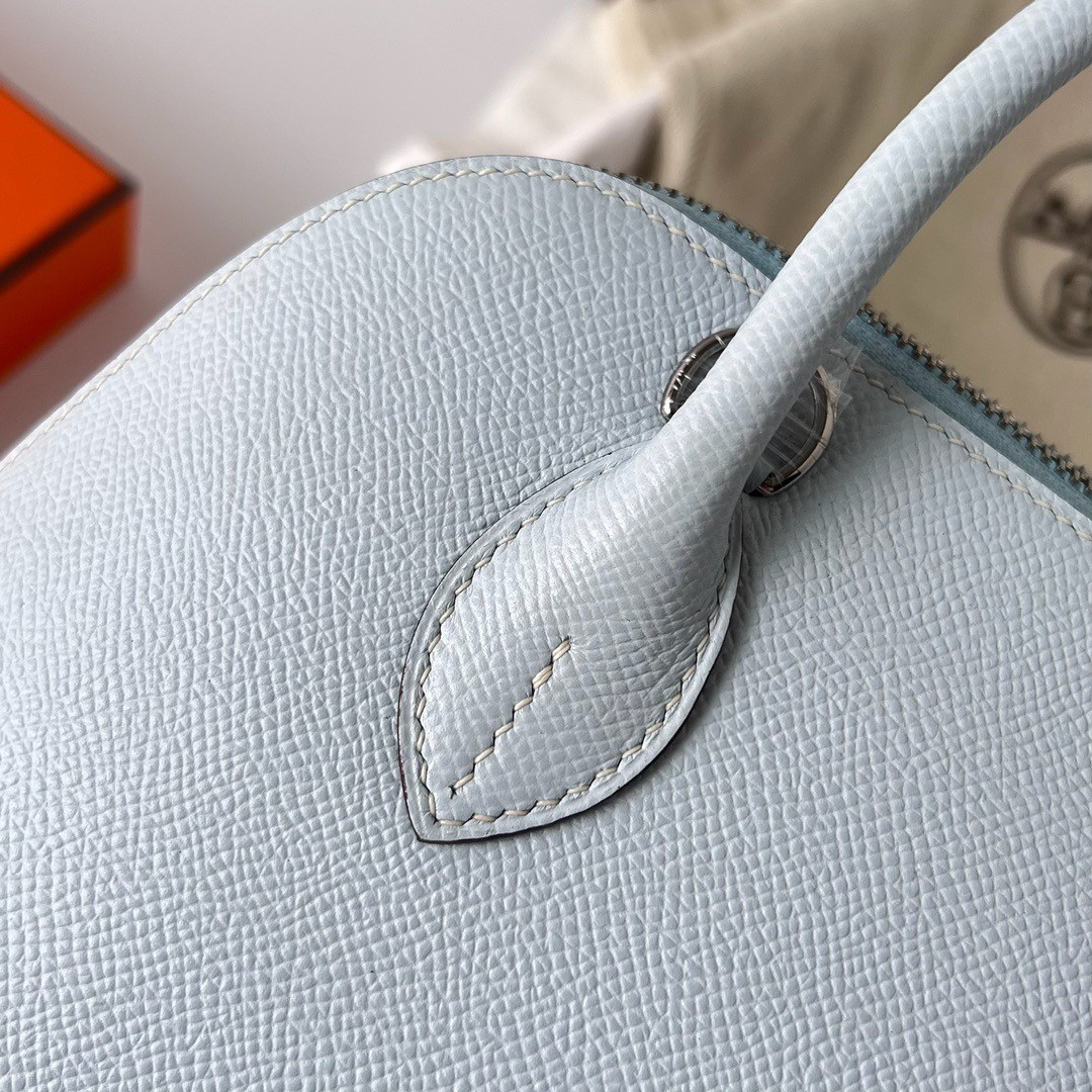 H**mes bolide 1923 25 handmade bag in blue brume epsom calfskin