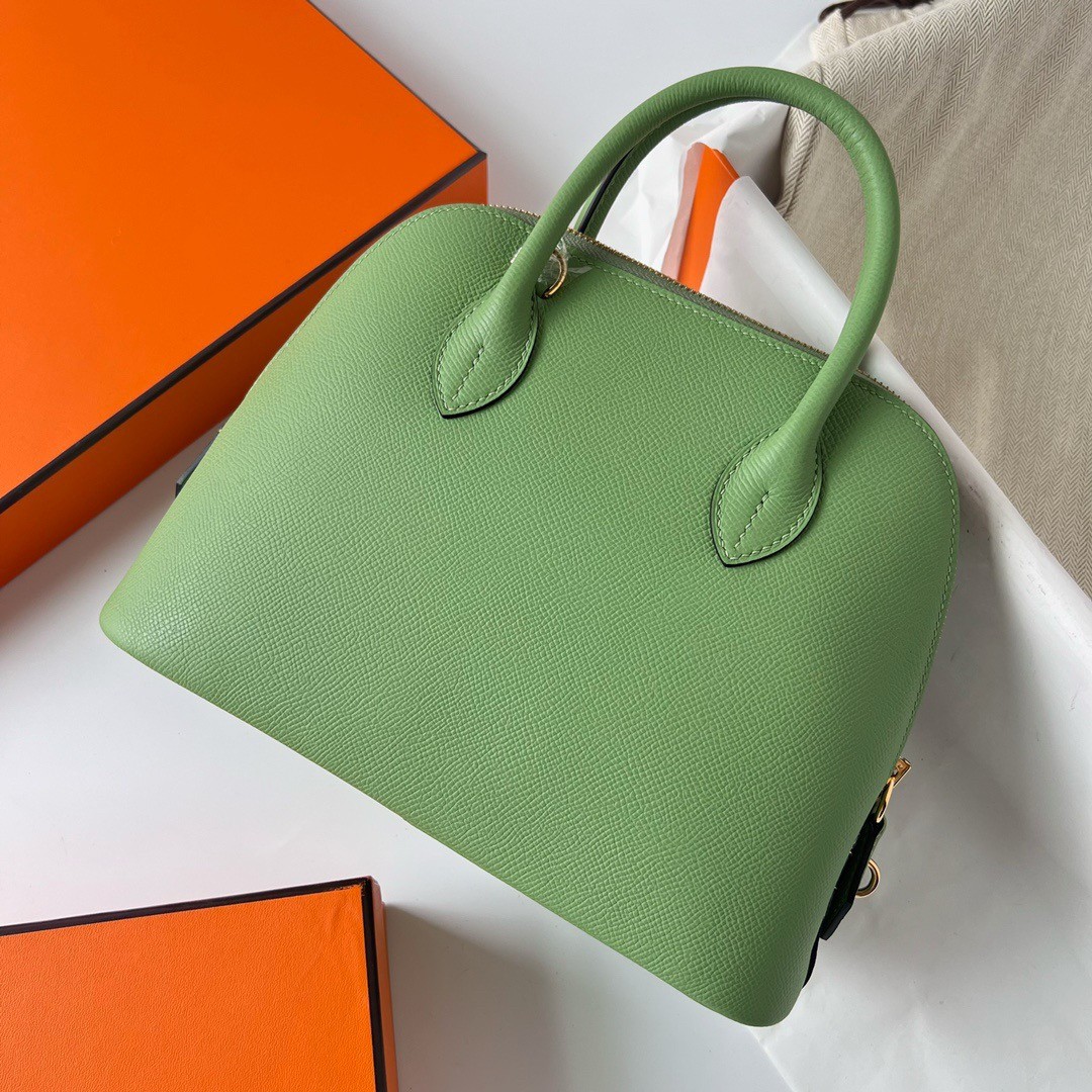 H**mes bolide 1923 25 handmade bag in vert criquet epsom calfskin