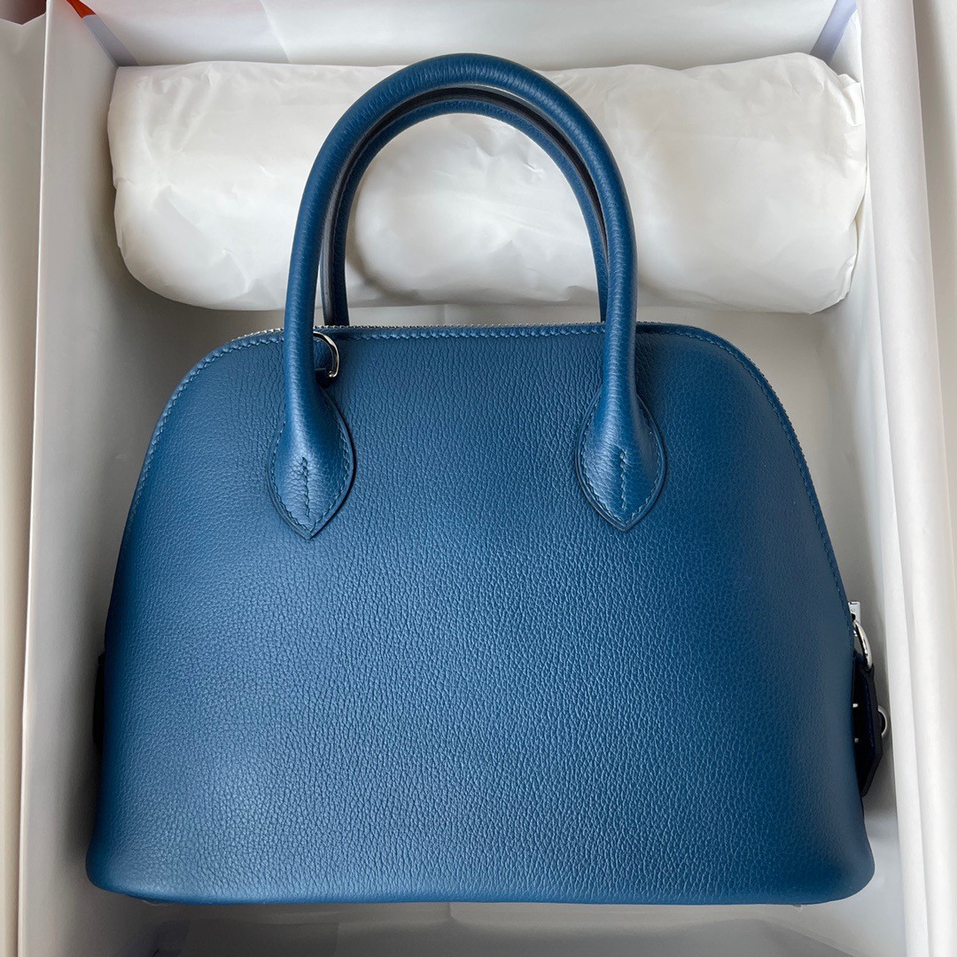 H**mes bolide 1923 25 handmade bag in deep blue evercolor calfskin