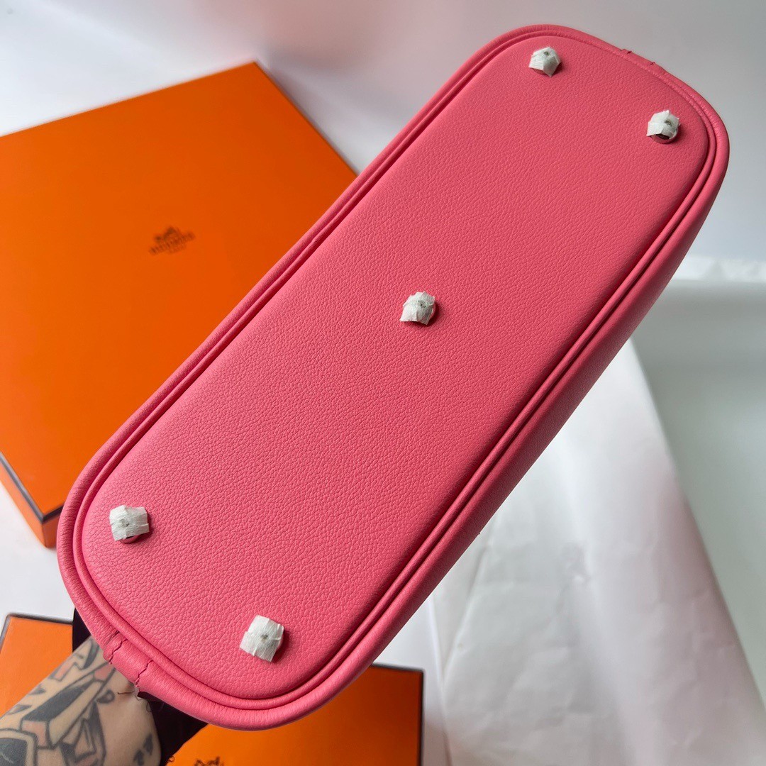 H**mes bolide 1923 25 handmade bag in rose lipstick evercolor calfskin