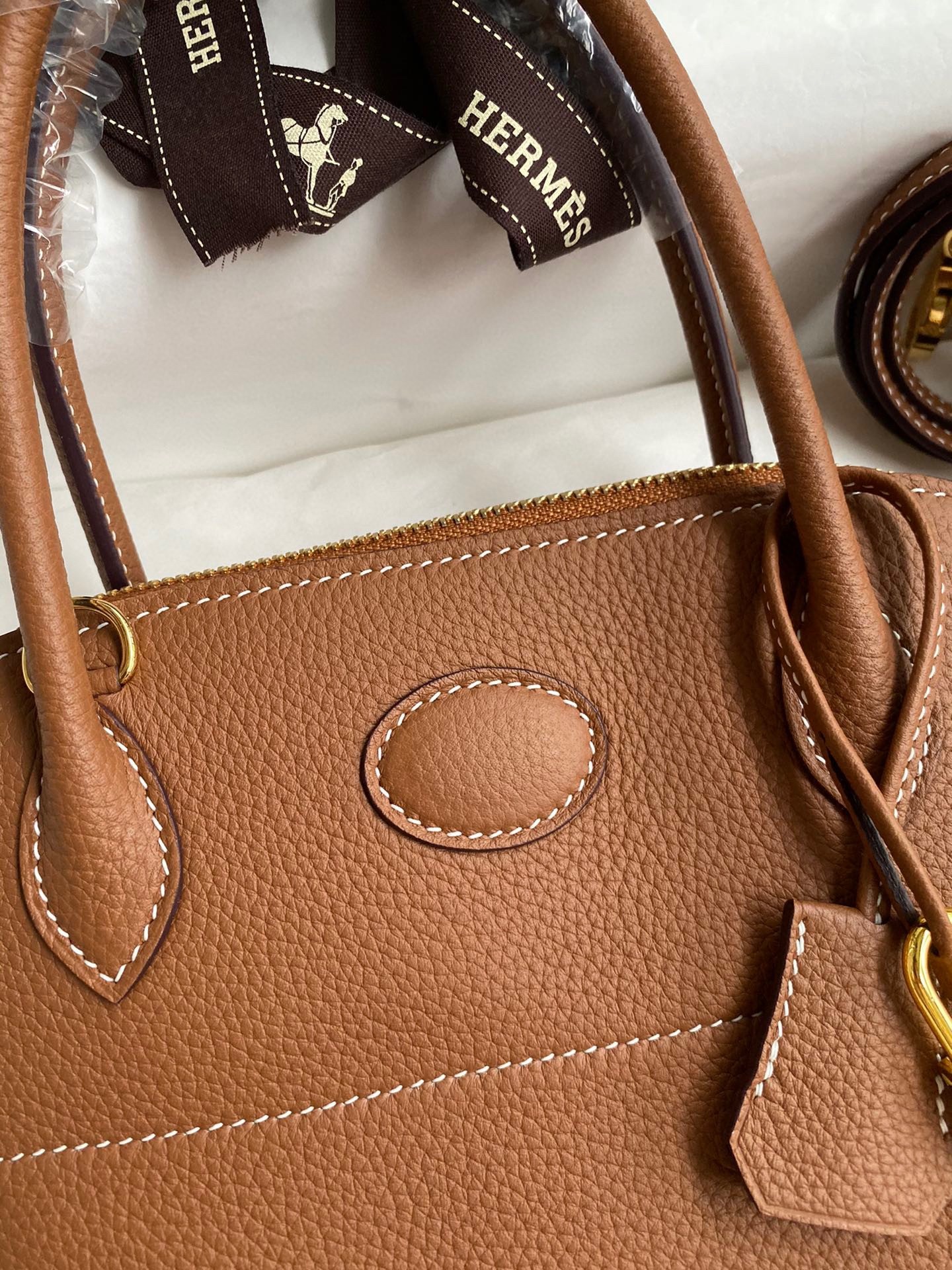H**mes bolide 1923 27 handmade bag in gold clemence calfskin