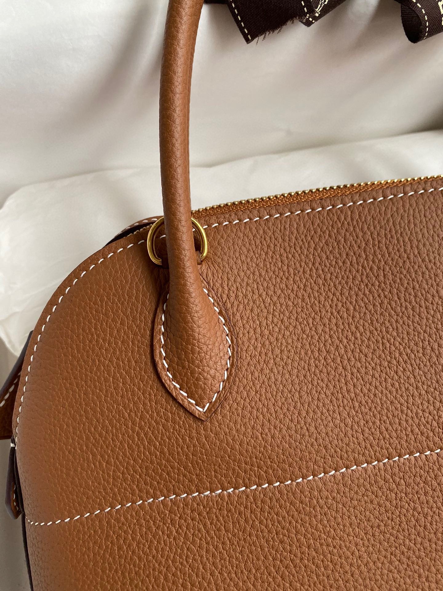 H**mes bolide 1923 27 handmade bag in gold clemence calfskin