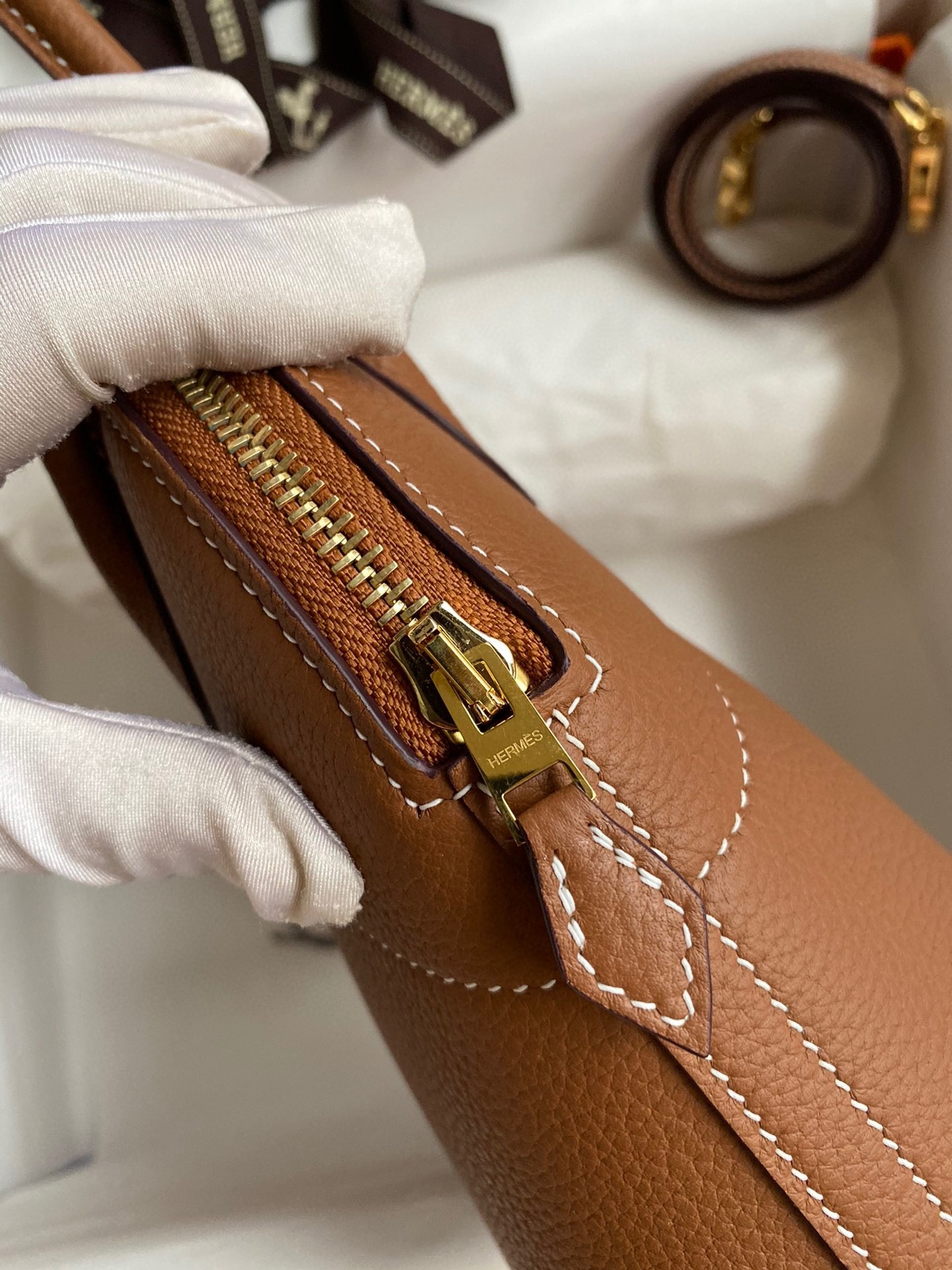 H**mes bolide 1923 27 handmade bag in gold clemence calfskin