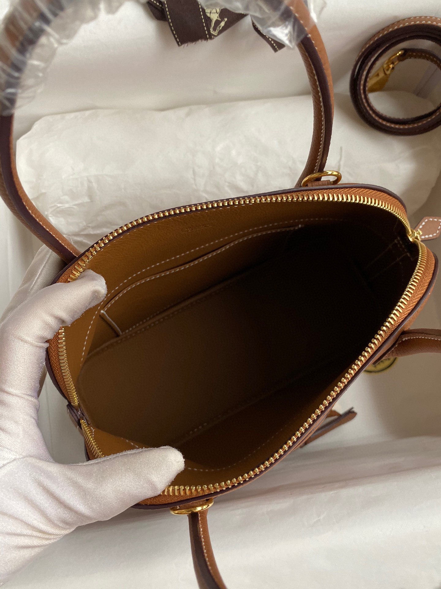 H**mes bolide 1923 27 handmade bag in gold clemence calfskin