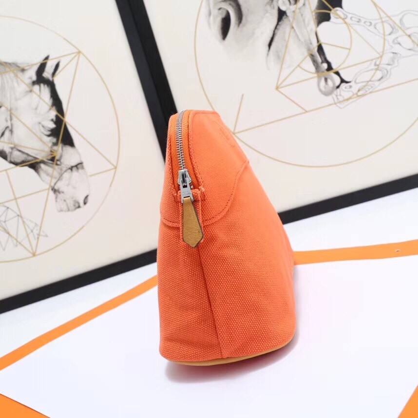 H**mes medium bolide travel case in orange cotton