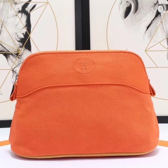 H**mes medium bolide travel case in orange cotton