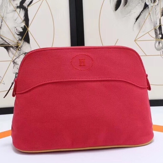 H**mes medium bolide travel case in red cotton