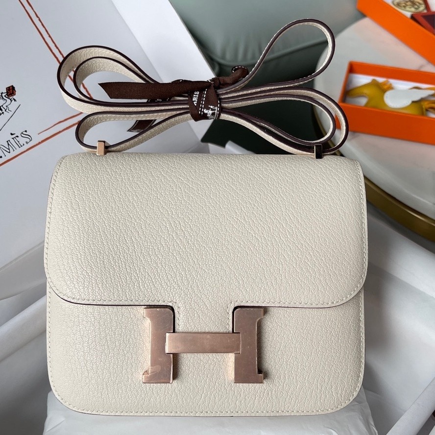 H**mes constance 18 handmade bag in nata chevre mysore leather