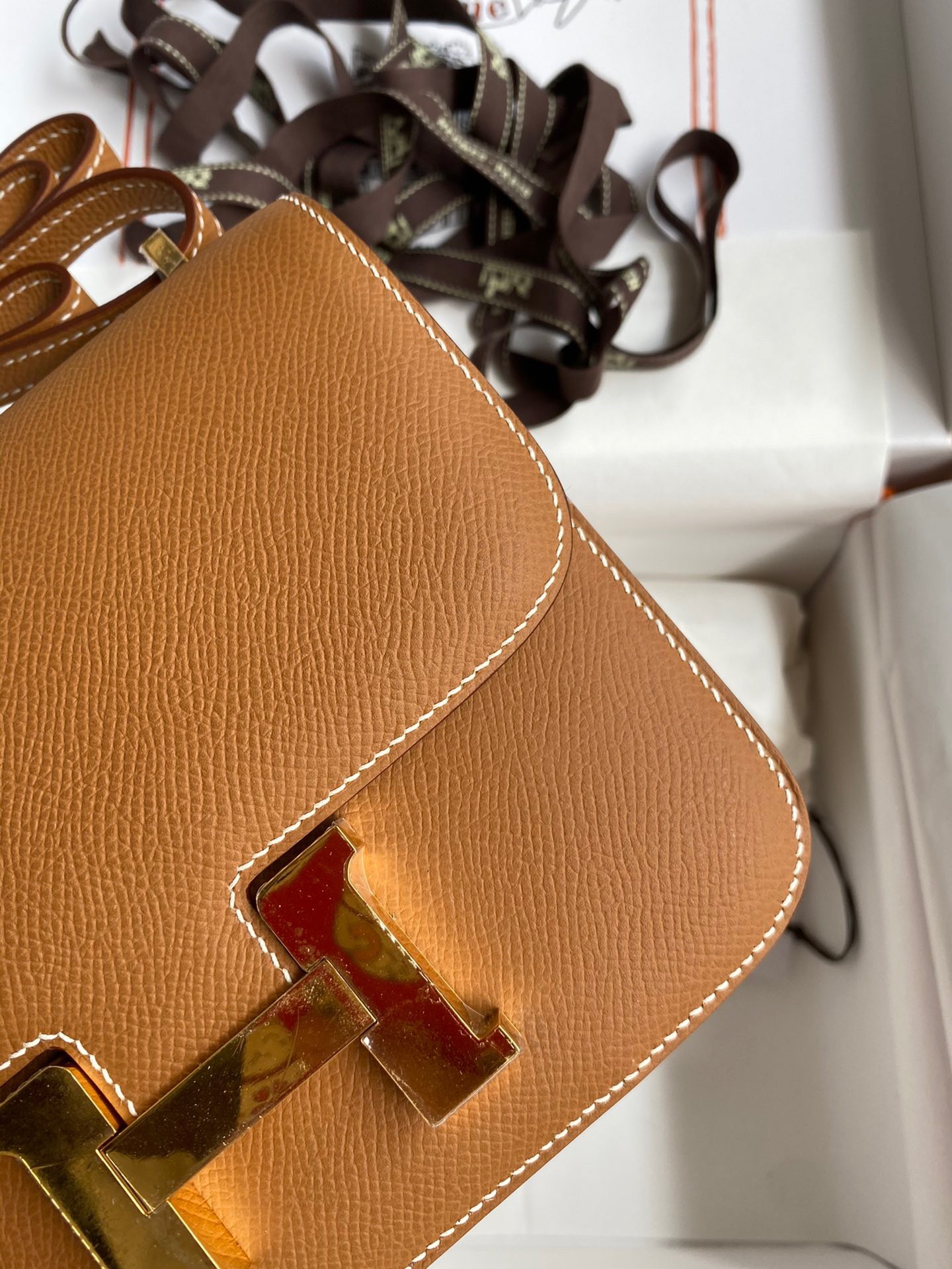 H**mes constance 18 handmade bag in gold epsom calfskin