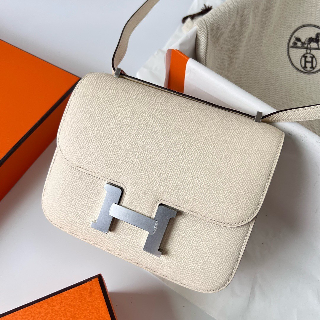 H**mes constance 18 handmade bag in nata epsom calfskin