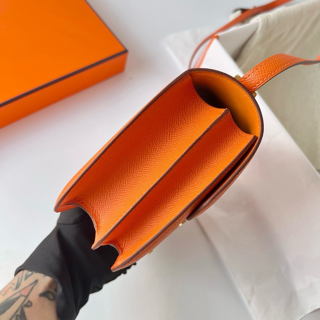 H**mes constance 18 handmade bag in orange epsom calfskin
