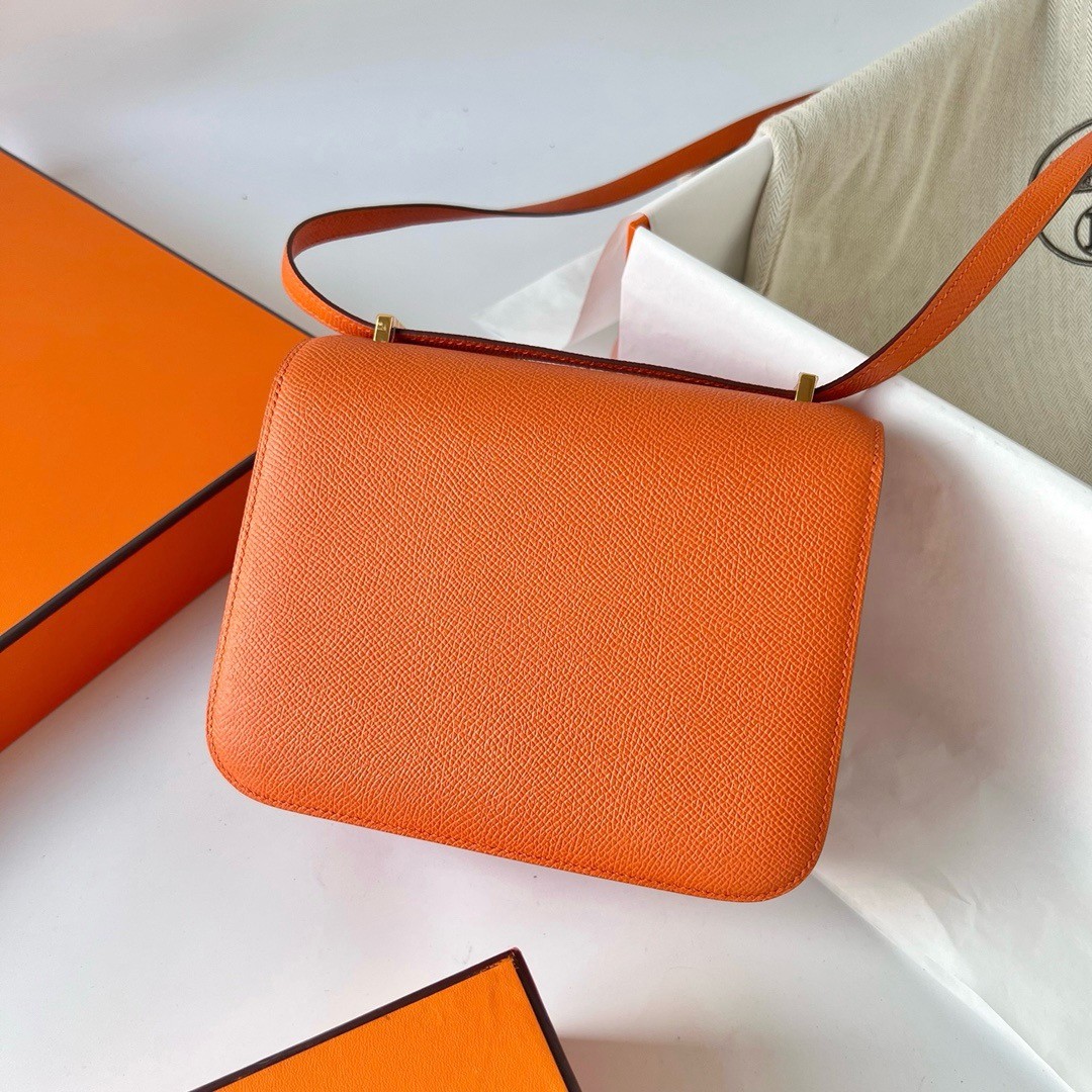 H**mes constance 18 handmade bag in orange epsom calfskin