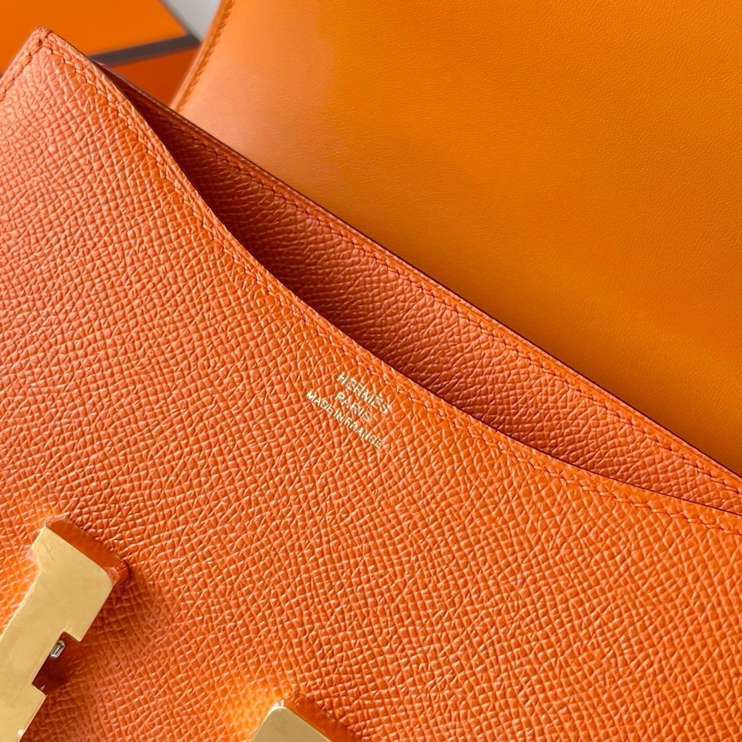 H**mes constance 18 handmade bag in orange epsom calfskin
