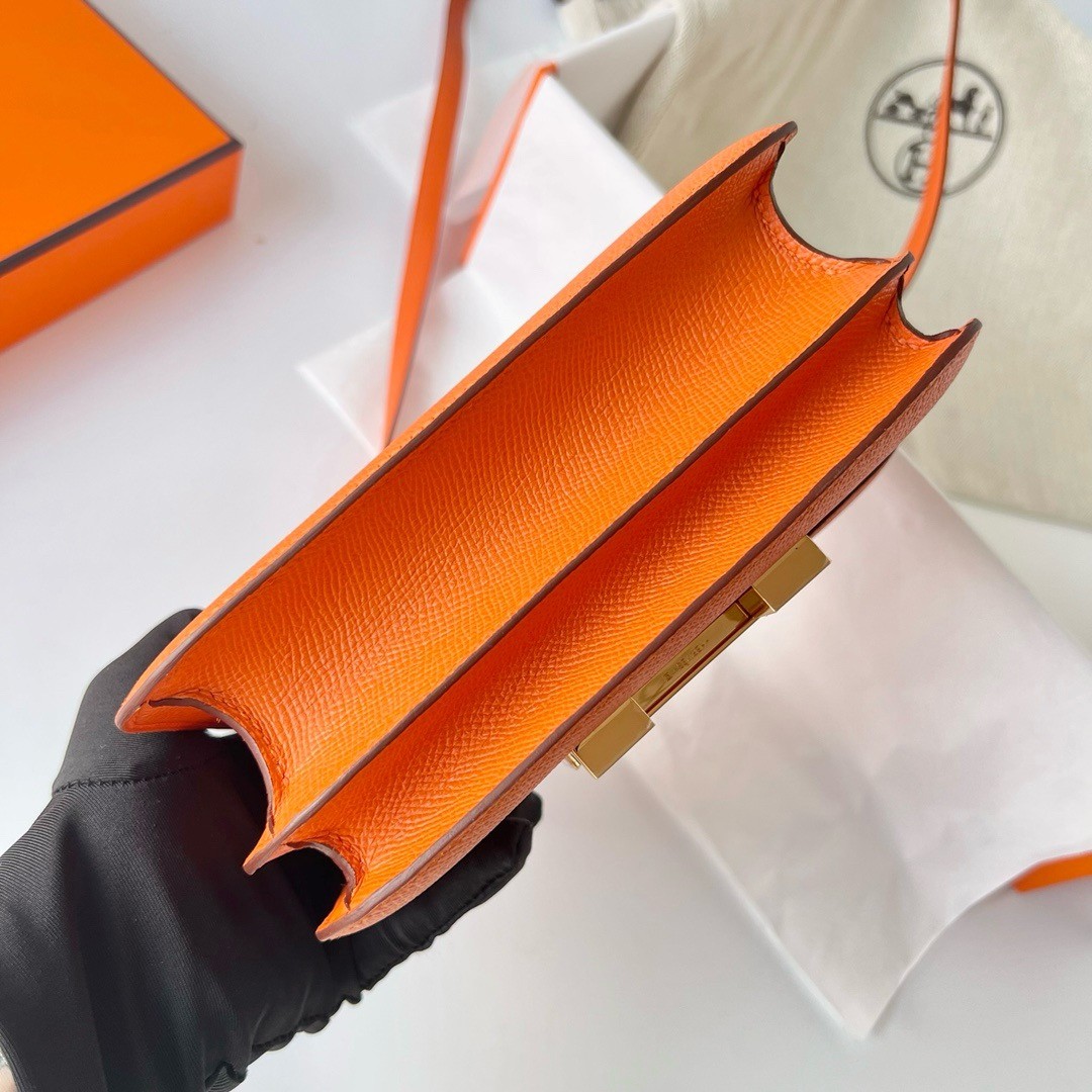 H**mes constance 18 handmade bag in orange epsom calfskin
