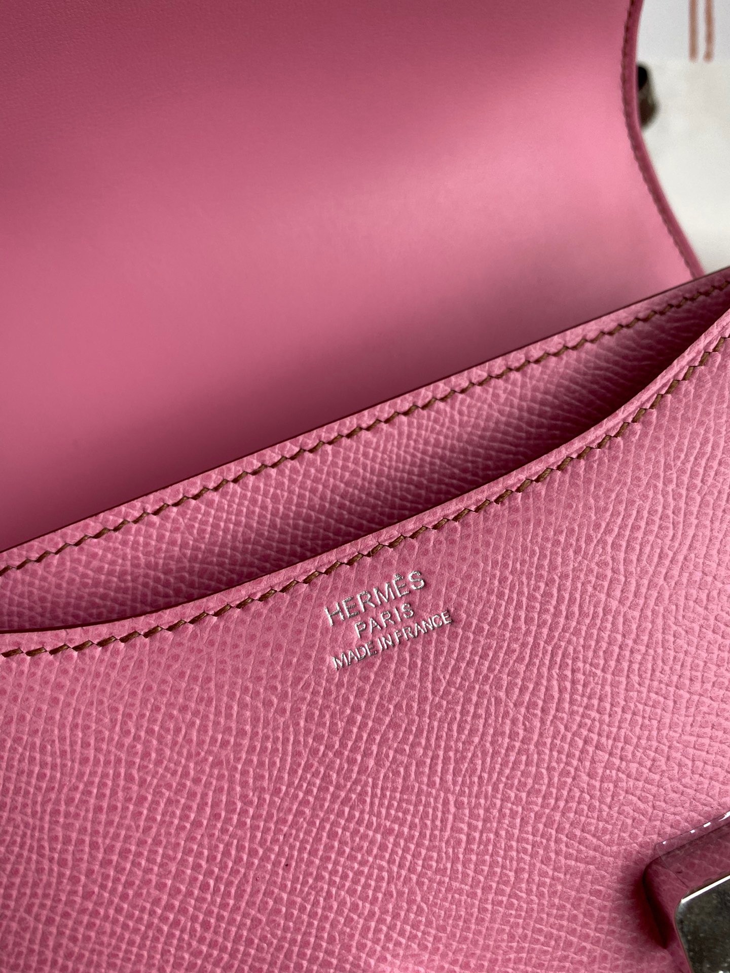 H**mes constance 18 handmade bag in pink epsom calfskin