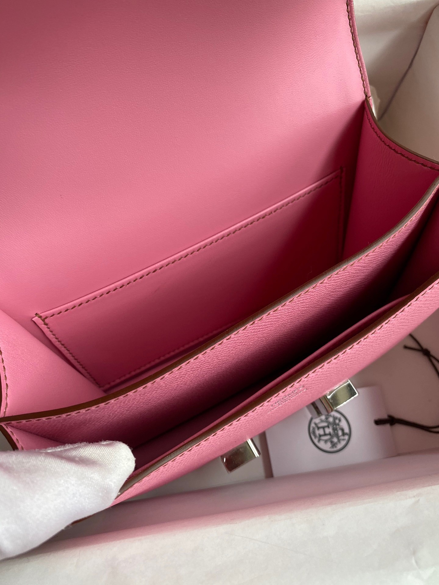 H**mes constance 18 handmade bag in pink epsom calfskin