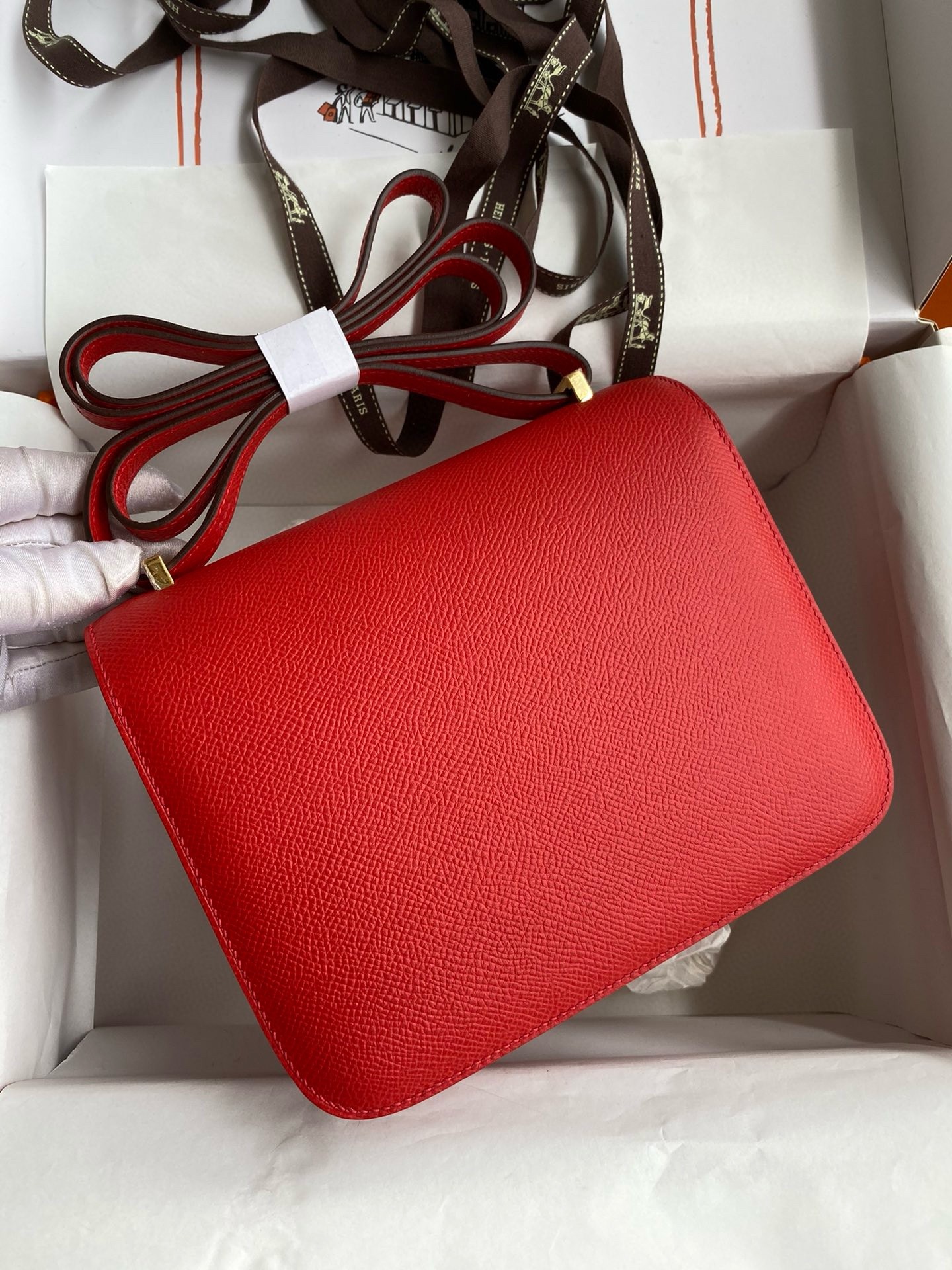 H**mes constance 18 handmade bag in rouge coeur epsom calfski
