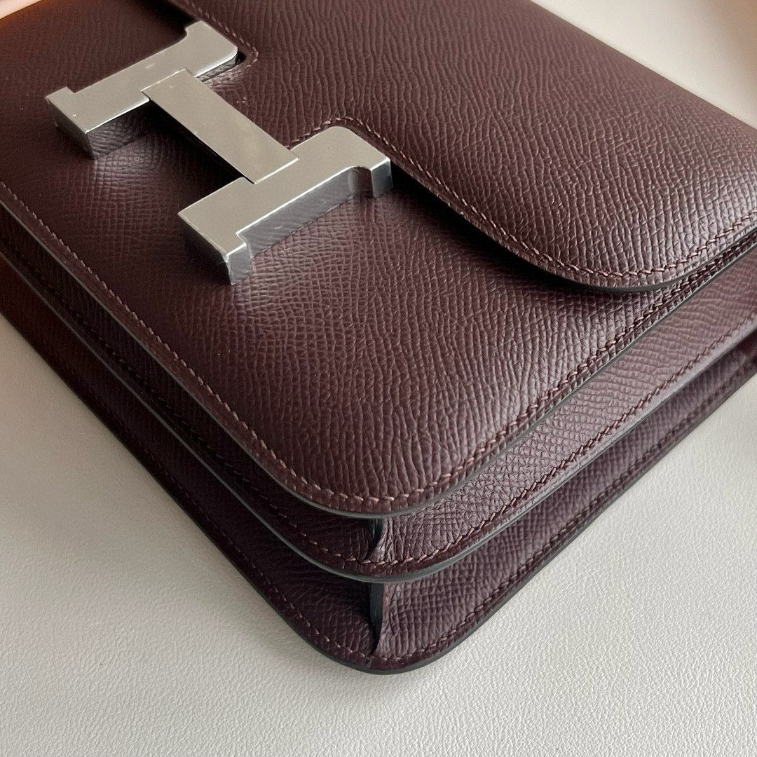 H**mes constance 18 handmade bag in rouge sellier epsom calfskin