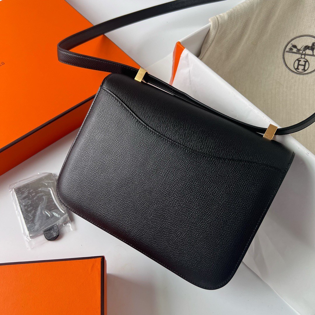 H**mes constance 1-24 mirror bag in black epsom calfskin