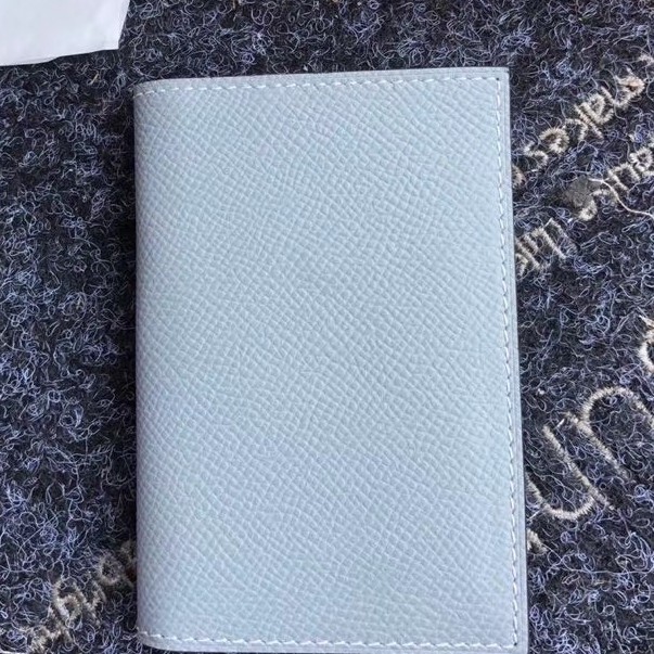 H**mes mc² euclide card holder in blue lin epsom leather