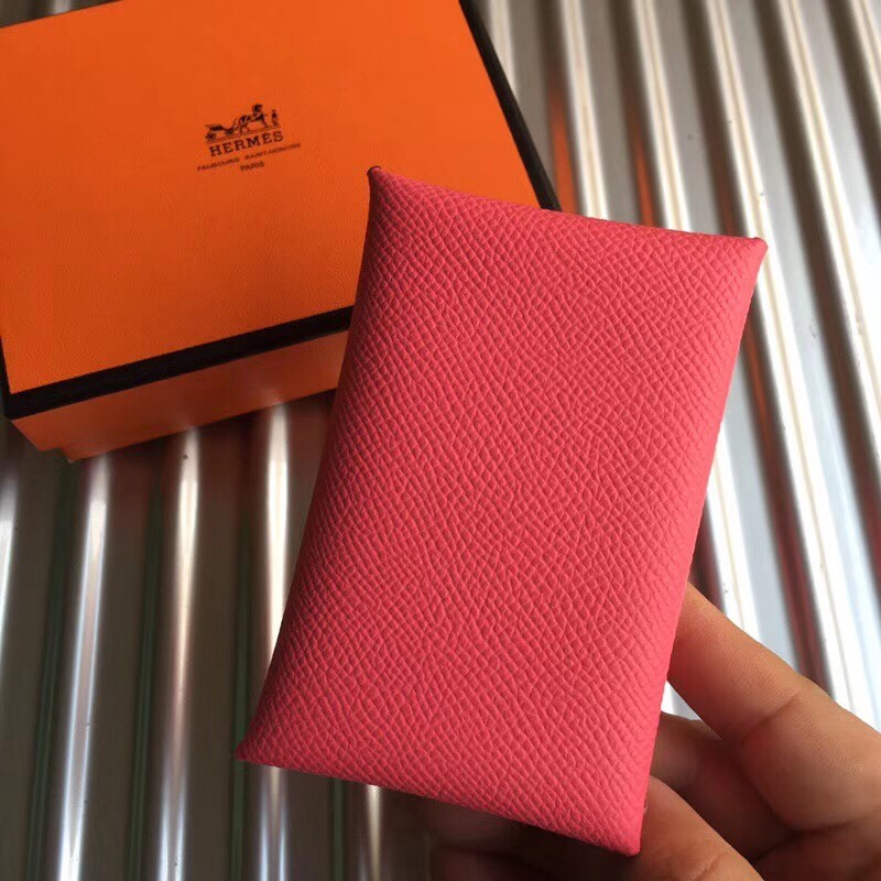 H**mes rose azalee epsom calvi card holder