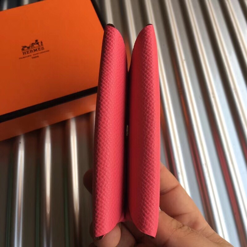 H**mes rose azalee epsom calvi card holder