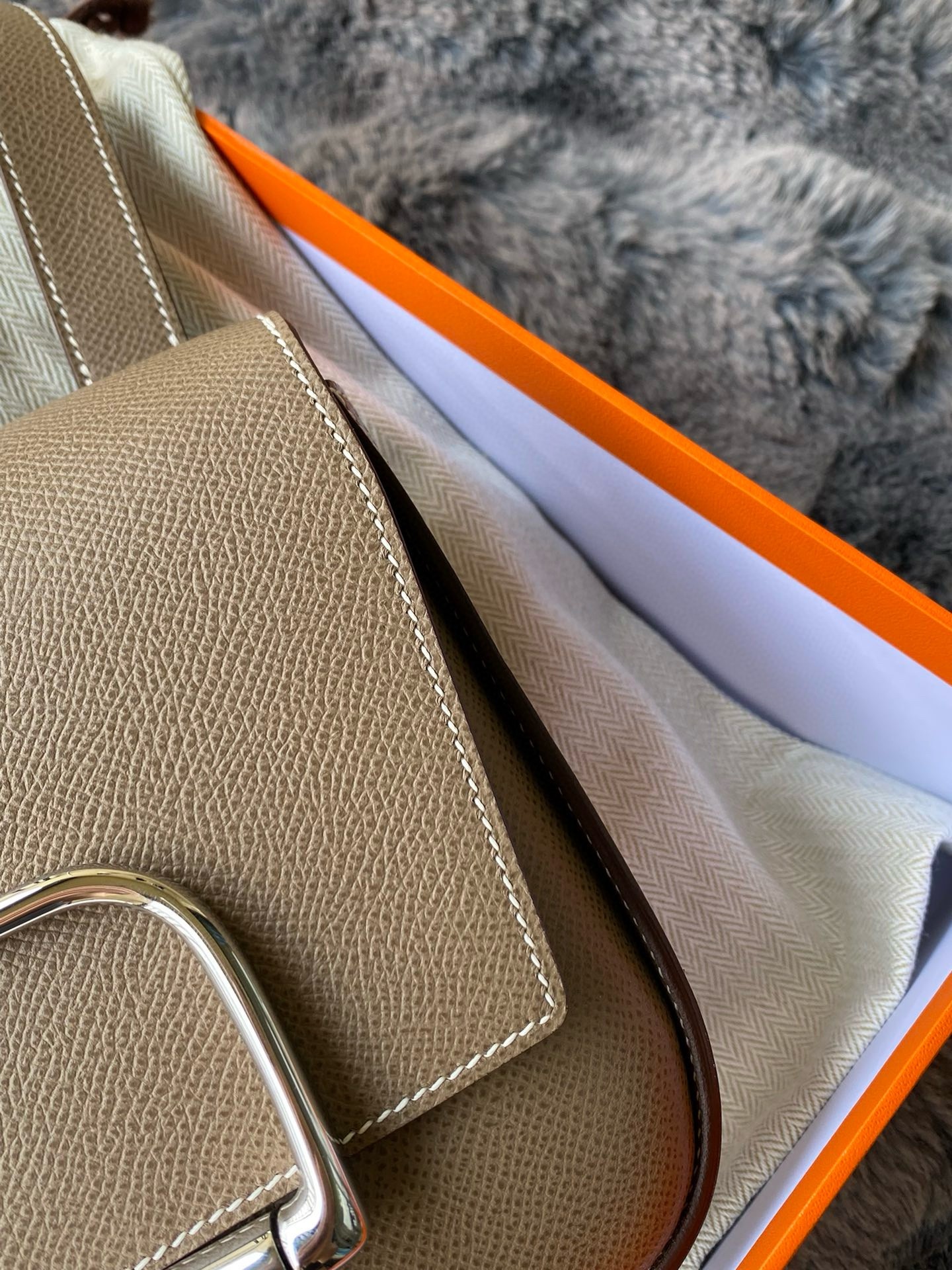 H**mes della cavalleria ii mini bag in taupe epsom calfskin
