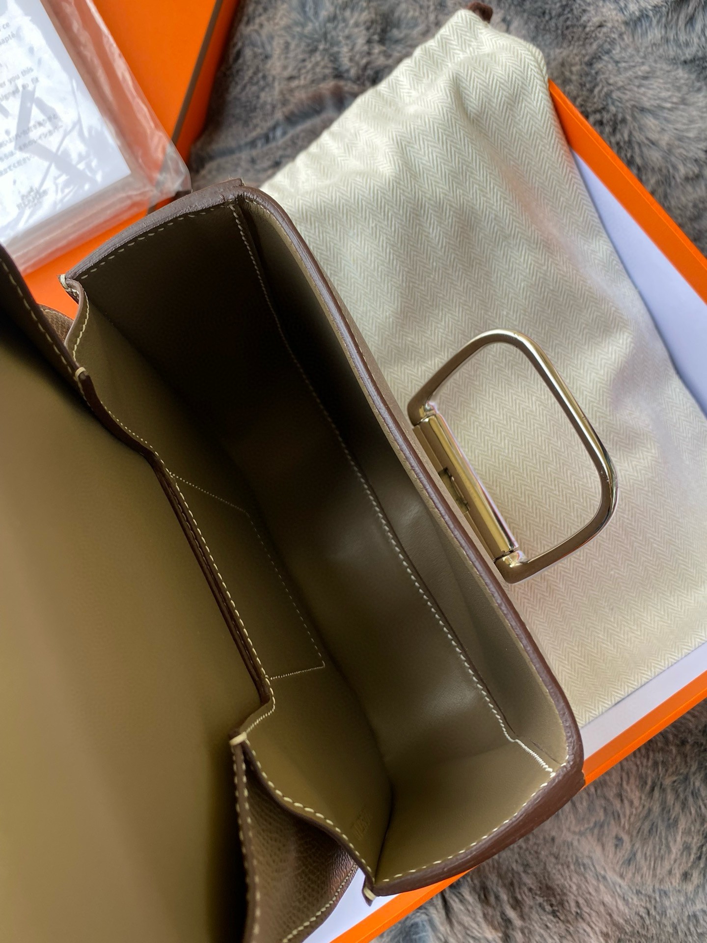 H**mes della cavalleria ii mini bag in taupe epsom calfskin