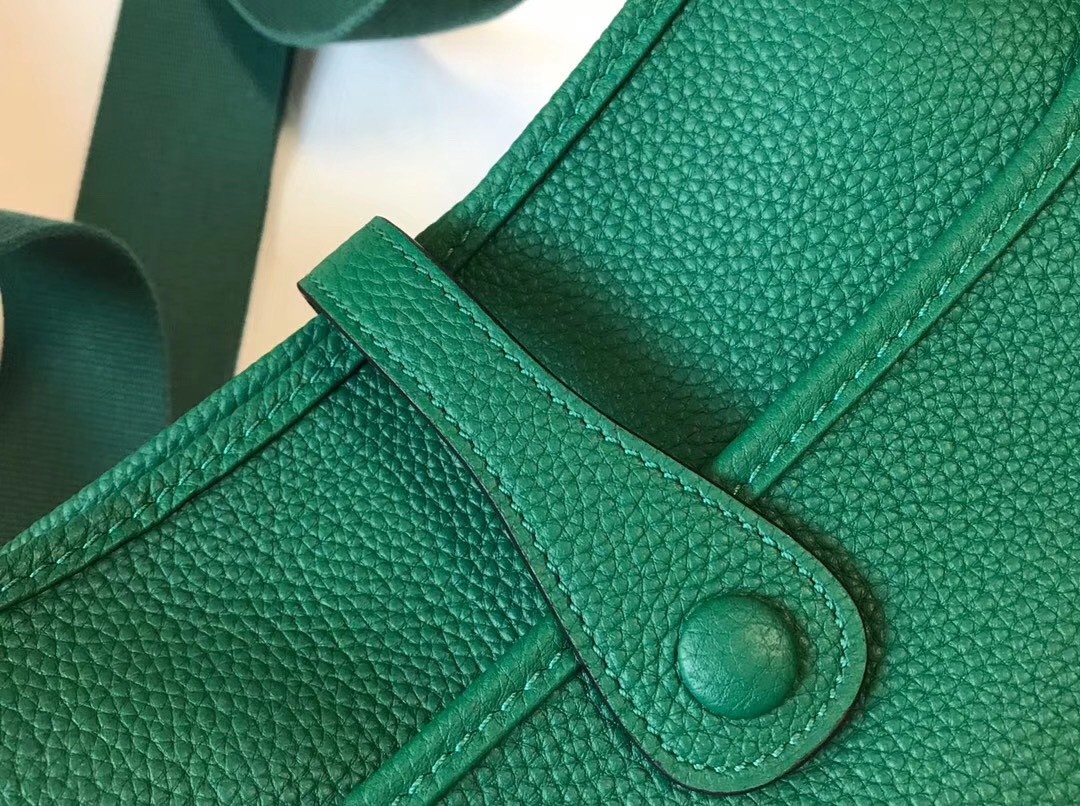 H**mes evelyne iii 29 pm bag in vert vertigo clemence leather