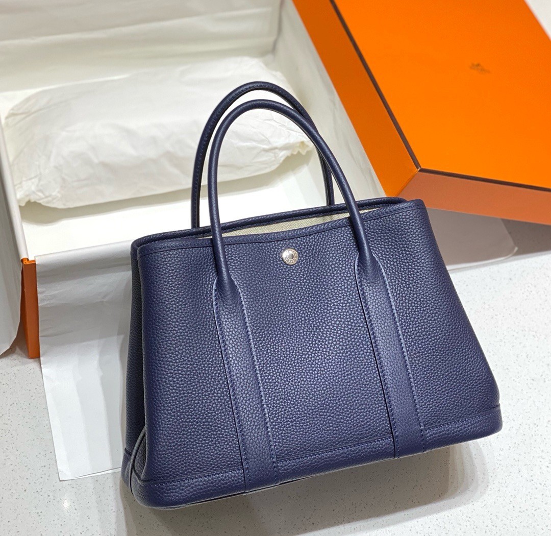 H**mes garden party 30 bag in blue saphir taurillon leather
