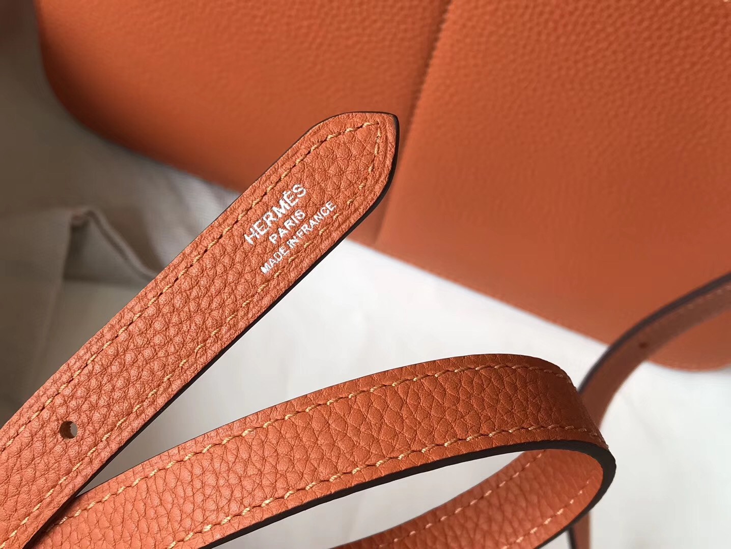 H**mes halzan 31cm bag in orange clemence leather