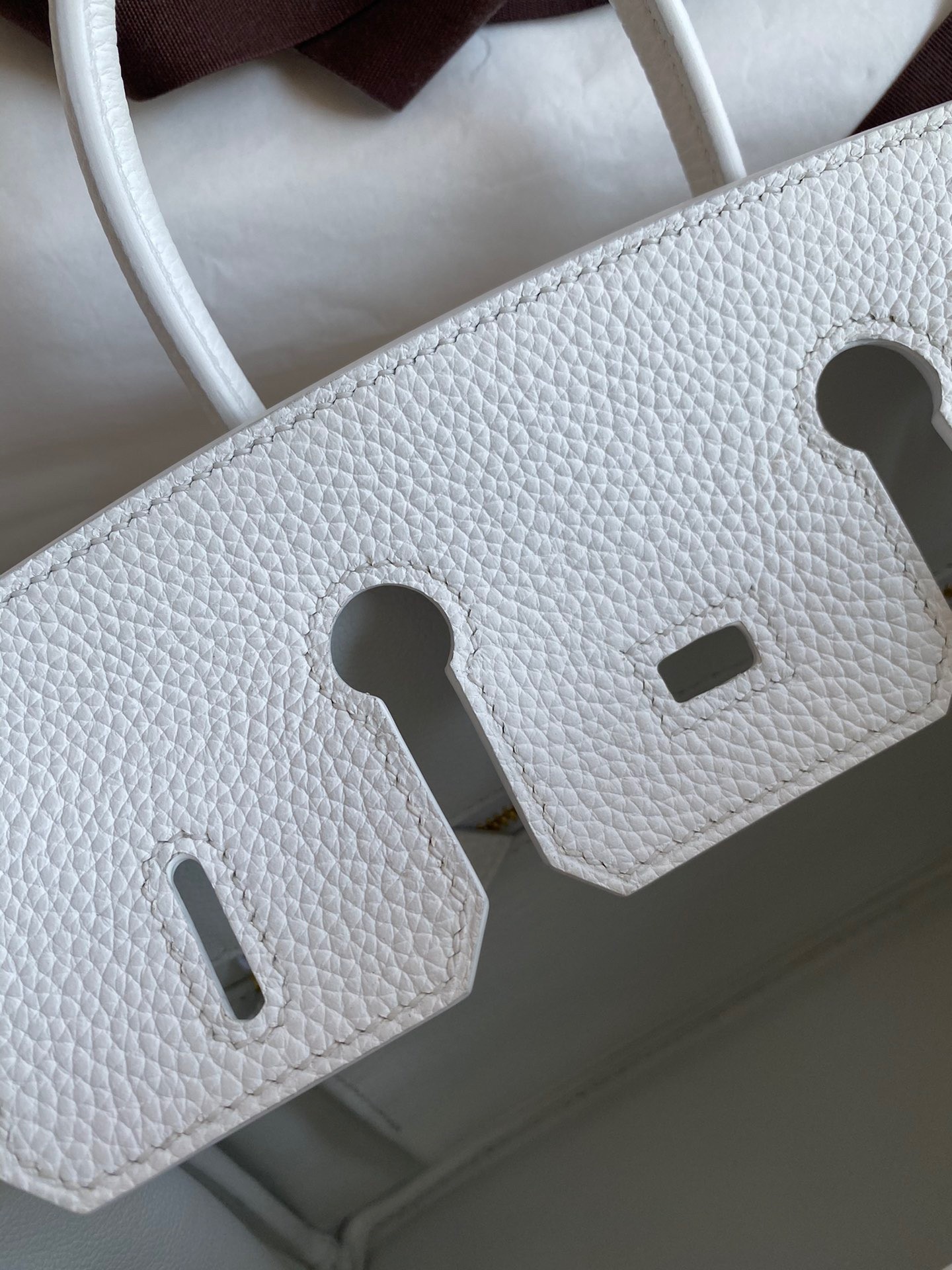 H**mes birkin 25 retourne handmade bag in white clemence leather