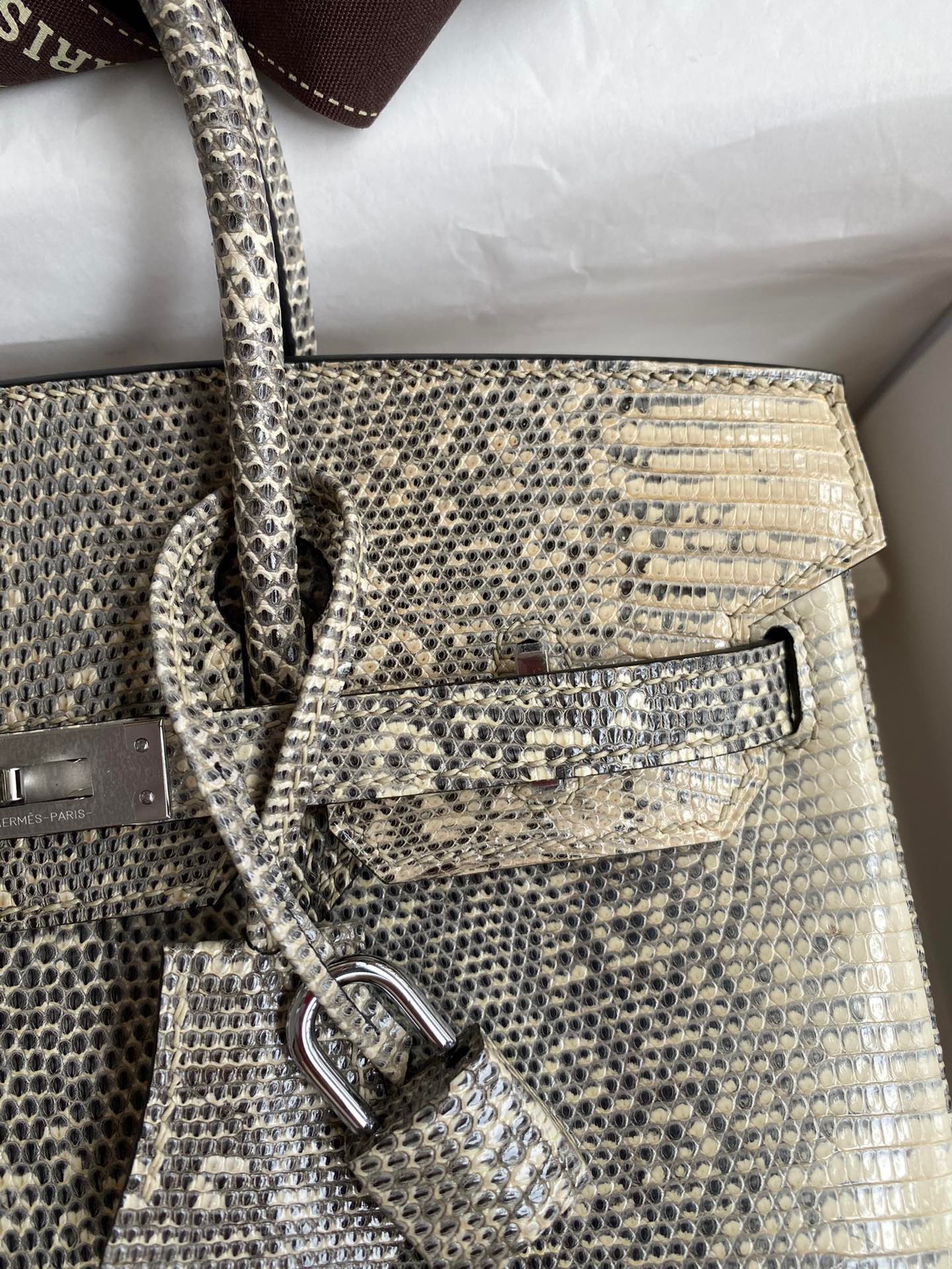 H**mes birkin 25 retourne handmade bag in ombre lizard leather