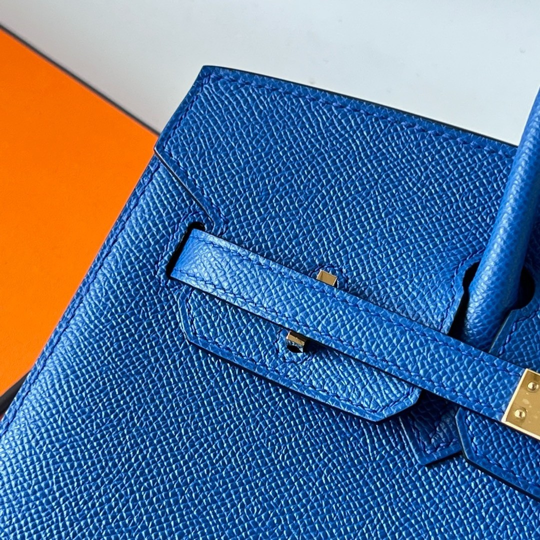 H**mes birkin 25 sellier handmade bag in blue france epsom calfskin