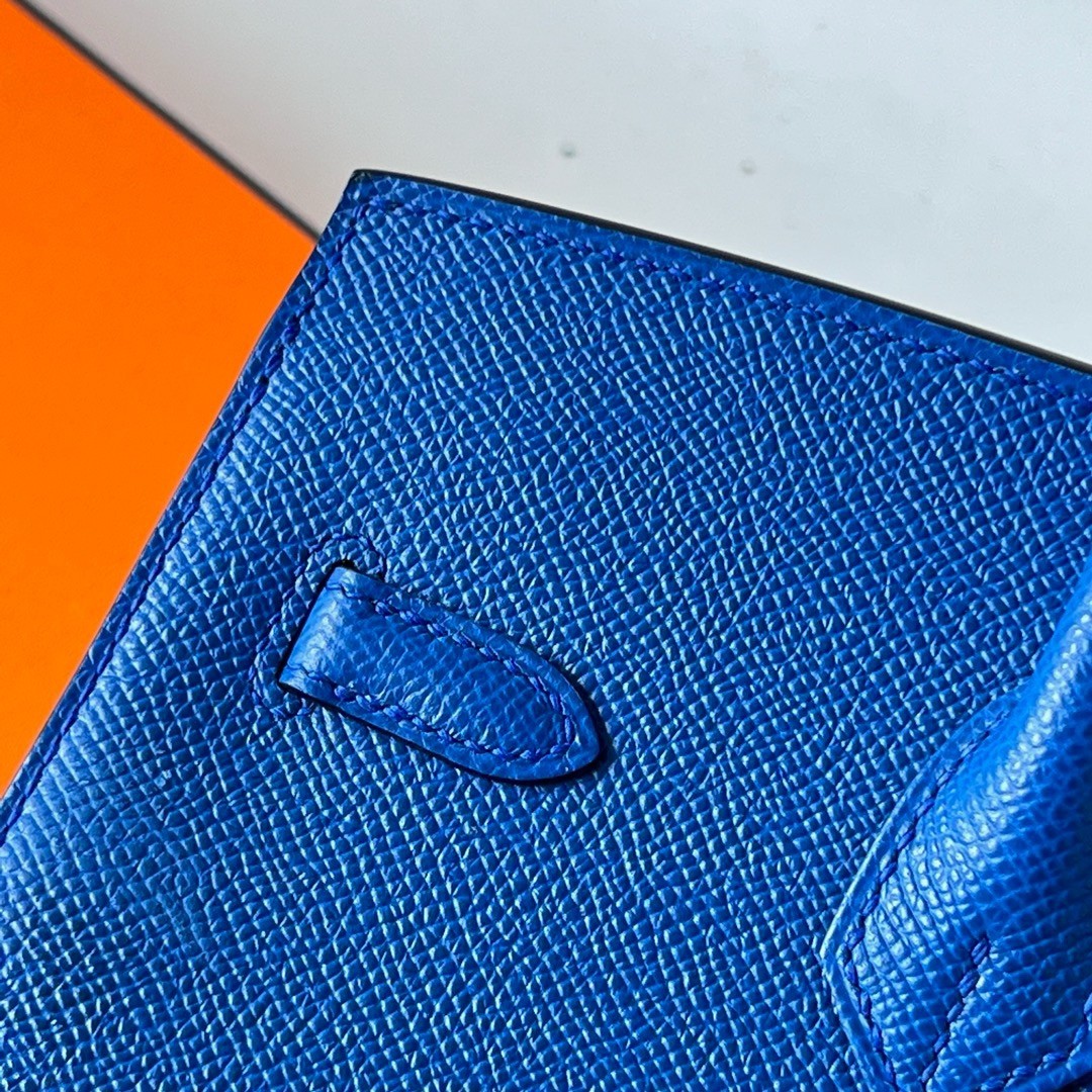 H**mes birkin 25 sellier handmade bag in blue france epsom calfskin