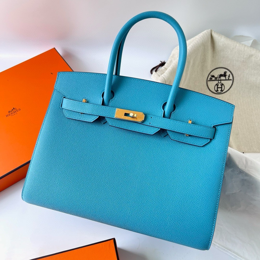 H**mes birkin 25 sellier handmade bag in celeste epsom calfskin