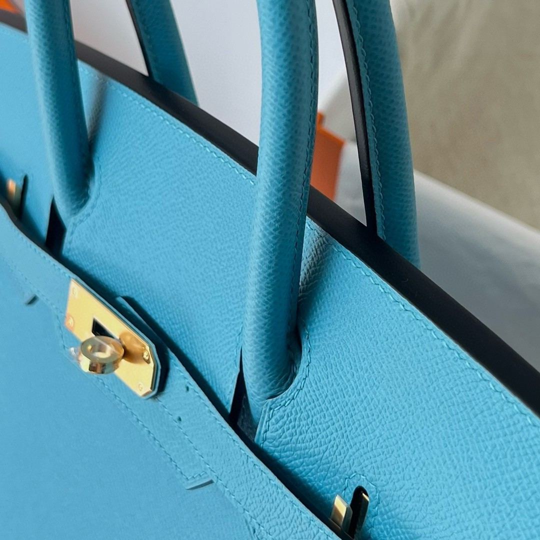 H**mes birkin 25 sellier handmade bag in celeste epsom calfskin