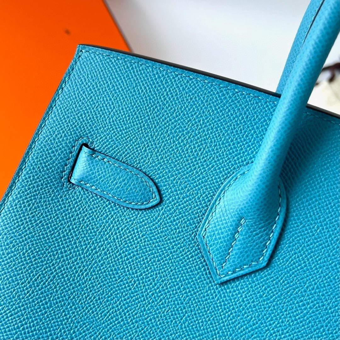 H**mes birkin 25 sellier handmade bag in celeste epsom calfskin
