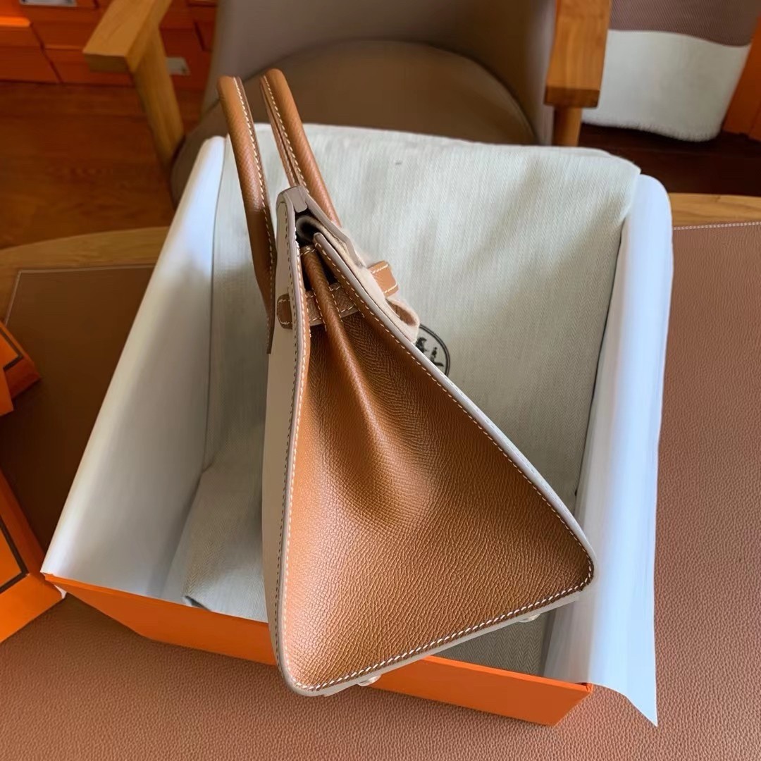 H**mes hss birkin 25 sellier bag in craie and gold epsom calfskin
