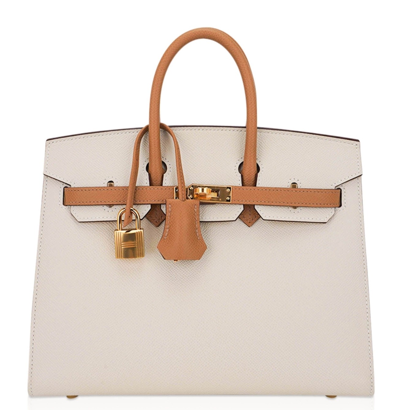 H**mes hss birkin 25 sellier bag in craie and gold epsom calfskin
