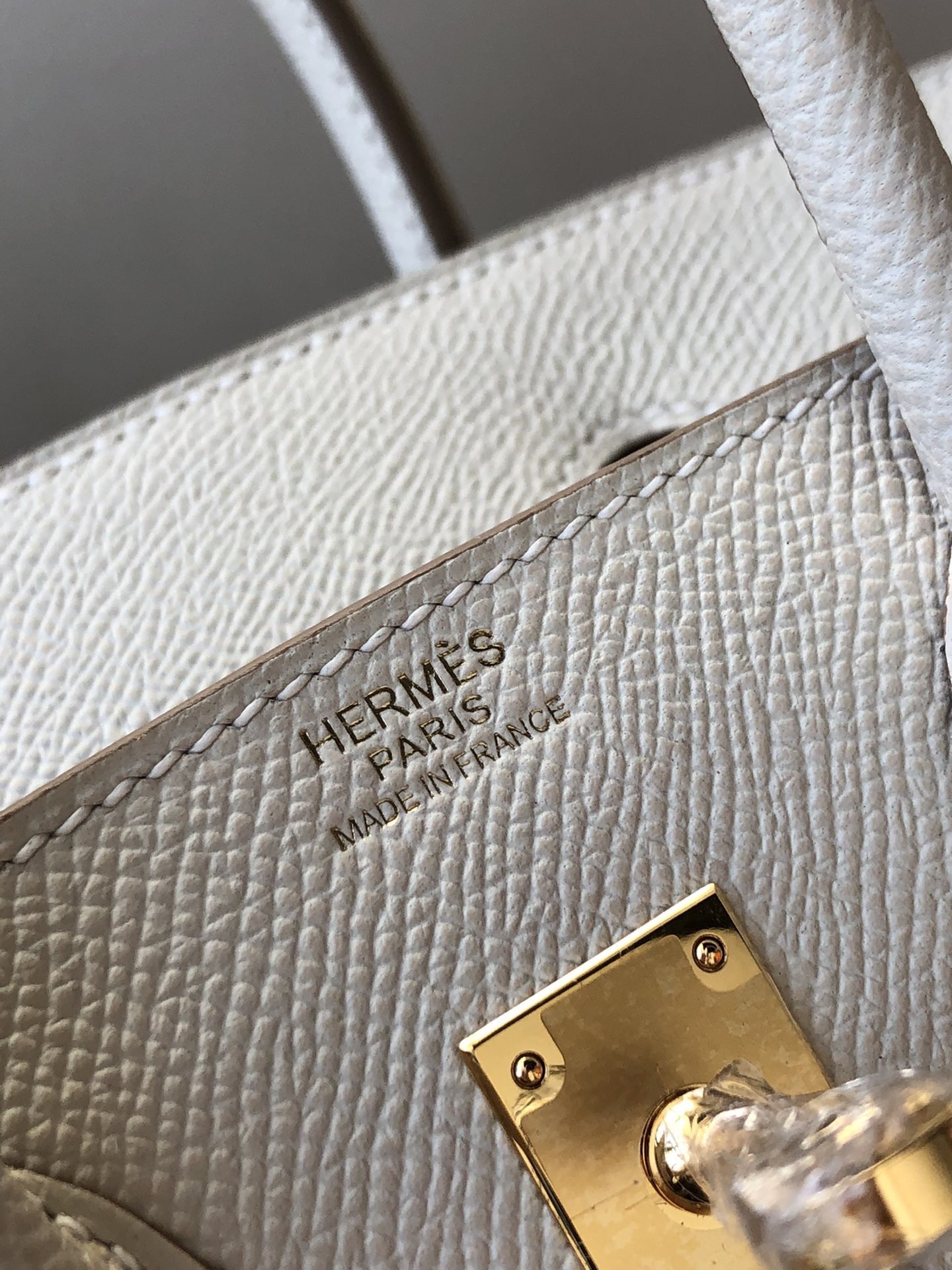 H**mes birkin 25 sellier handmade bag in craie epsom calfskin